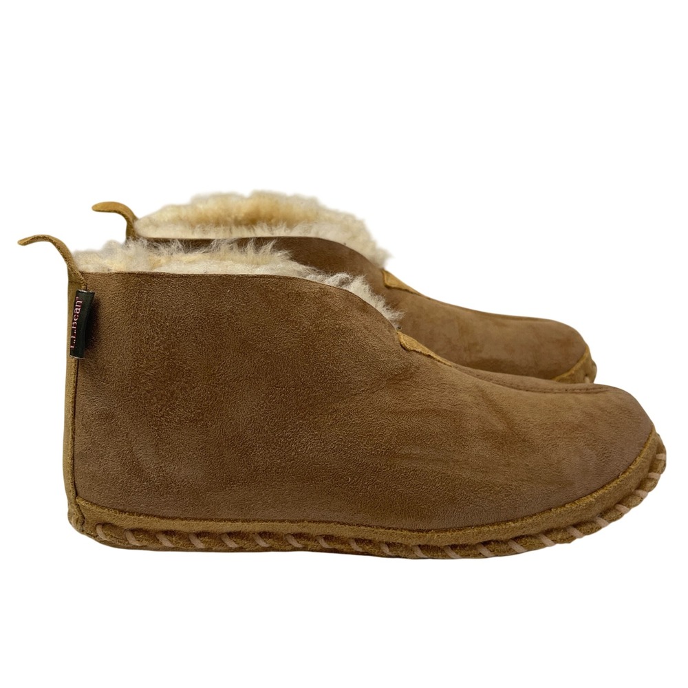 LL Bean Wicked Good Slipper Bootie Womens 9 Brown Shearling Suede 105120